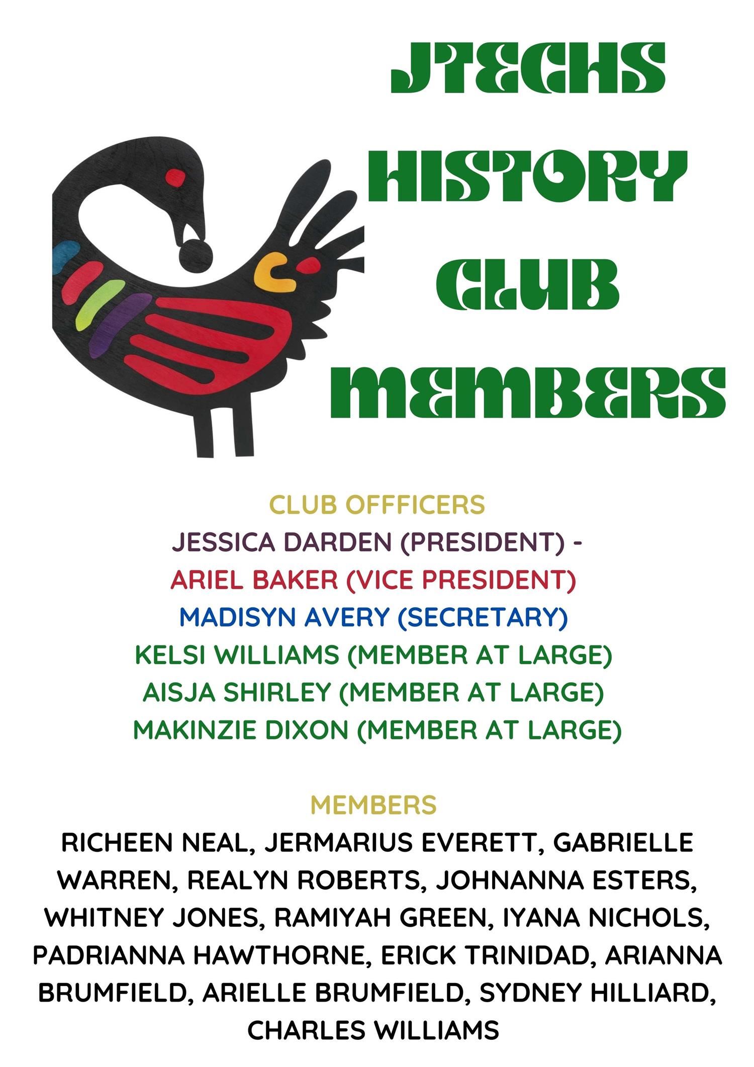 History Club Officers and Members listed by name